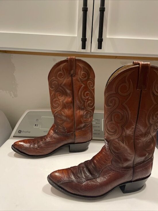 Dan Post Other - Dan Post Vintage Genuine Ostrich Leg Cognac Western Cowboy Boots Mens Size 11 D